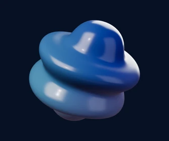 Smooth blue blob with soft studio lighting